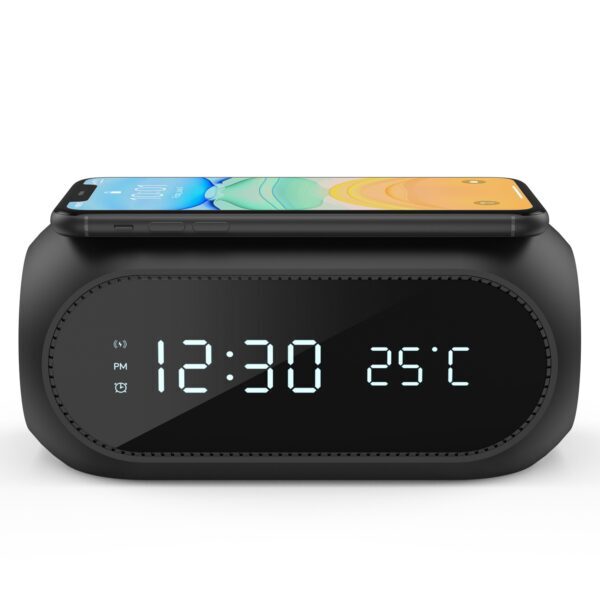 15W Wireless Charging Alarm Clock With Built-in Thermometer - Image 2