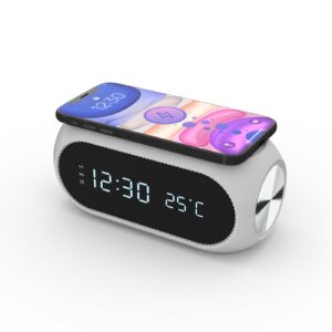 15W Wireless Charging Alarm Clock With Built-in Thermometer